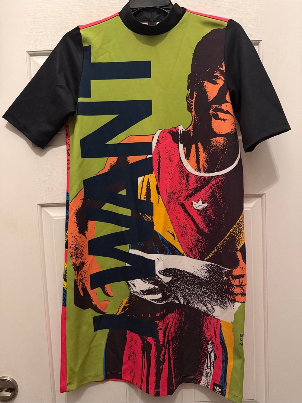 ADIDAS  ‘Collective Memories’ I WANT, I CAN   Multicolor Graphic Jersey Dress